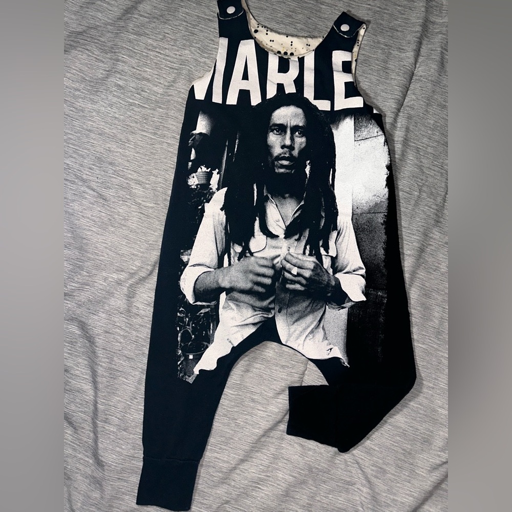 Bob Marley Romper. BLack and white